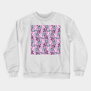 Pressed flowers and leaves pink Crewneck Sweatshirt